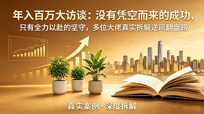 年入百万大访谈-更新:没有凭空而来的成功,只有全力以赴的坚守,多位大佬真实拆解逆风翻盘路 年入百万大访谈-更新:没有凭空而来的成功,只有全力以赴的坚守,多位大佬真实拆解逆风翻盘路