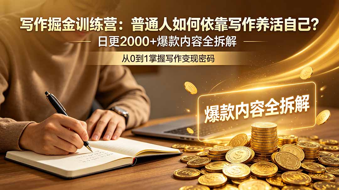 写作掘金训练营:普通人如何依靠写作养活自己?日更2000+爆款内容全拆解 写作掘金训练营:普通人如何依靠写作养活自己?日更2000+爆款内容全拆解
