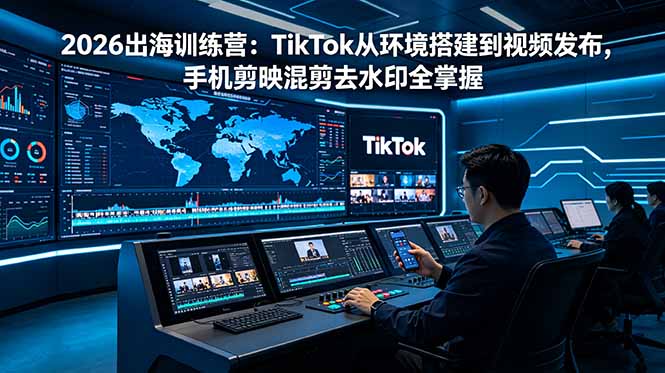 2026出海训练营:TikTok从环境搭建到视频发布,手机剪映混剪去水印全掌握 2026出海训练营:TikTok从环境搭建到视频发布,手机剪映混剪去水印全掌握