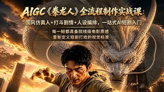 AIGC《豢龙人》全流程制作实战课:国风仿真人+打斗剧情+人设编排,一站式AI短剧入门 AIGC《豢龙人》全流程制作实战课:国风仿真人+打斗剧情+人设编排,一站式AI短剧入门
