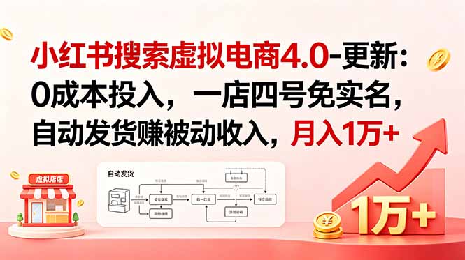 小红书搜索虚拟电商4.0-更新:0成本投入,一店四号免实名,自动发货赚被动收入,月入1万+ 小红书搜索虚拟电商4.0-更新:0成本投入,一店四号免实名,自动发货赚被动收入,月入1万+