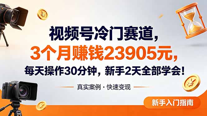 视频号冷门赛道，3个月变现23905元，新手2天学会 每天操作30分钟！ - 技研社-技研社