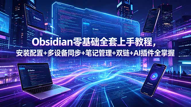 Obsidian零基础全套上手教程,安装配置+多设备同步+笔记管理+双链+AI插件全掌握 Obsidian零基础全套上手教程,安装配置+多设备同步+笔记管理+双链+AI插件全掌握