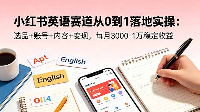 小红书英语赛道从0到1落地实操:选品+账号+内容+变现,每月3000-1万稳定收益 小红书英语赛道从0到1落地实操:选品+账号+内容+变现,每月3000-1万稳定收益