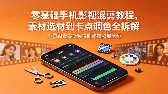 零基础手机影视混剪教程,素材选材到卡点调色全拆解,小白跟着实操轻松制作爆款混剪短片 零基础手机影视混剪教程,素材选材到卡点调色全拆解,小白跟着实操轻松制作爆款混剪短片