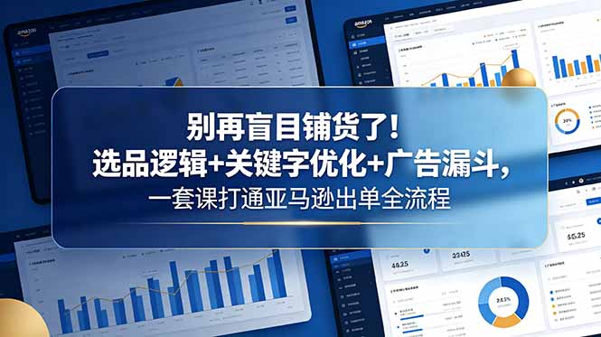 别再盲目铺货了!选品逻辑+关键字优化+广告漏斗,一套课打通亚马逊出单全流程 别再盲目铺货了!选品逻辑+关键字优化+广告漏斗,一套课打通亚马逊出单全流程