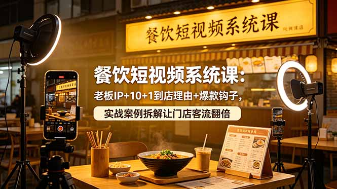 餐饮短视频系统课:老板IP+10+1到店理由+爆款钩子,实战案例拆解让门店客流翻倍 餐饮短视频系统课:老板IP+10+1到店理由+爆款钩子,实战案例拆解让门店客流翻倍