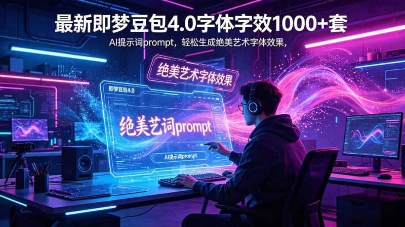最新即梦豆包4.0字体字效1000+套,AI提示词prompt,轻松生成绝美艺术字体效果 - 技研社-技研社