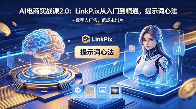 AI 电商实战课2.0|LinkPix 从入门到精通,提示词心法 + 数字人广告,低成本出片 AI 电商实战课2.0|LinkPix 从入门到精通,提示词心法 + 数字人广告,低成本出片