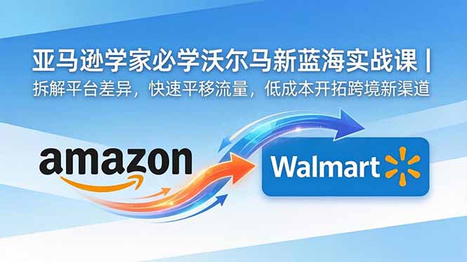 亚马逊卖家必学沃尔玛新蓝海实战课|拆解平台差异,快速平移流量,低成本开拓跨境新渠道 亚马逊卖家必学沃尔玛新蓝海实战课|拆解平台差异,快速平移流量,低成本开拓跨境新渠道