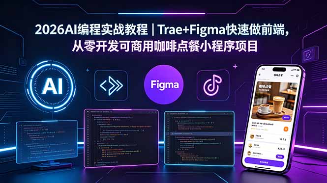 2026AI编程实战教程|Trae+Figma快速做前端,从零开发可商用咖啡点餐小程序项目 2026AI编程实战教程|Trae+Figma快速做前端,从零开发可商用咖啡点餐小程序项目