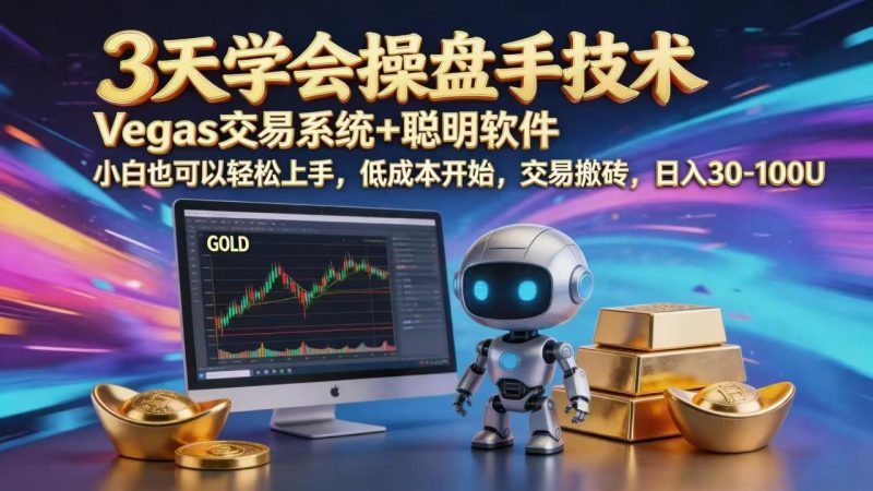 三天学会操盘手技术，vegas技术+聪明软件，小白也可以轻松上手，日入1000+ - 技研社-技研社