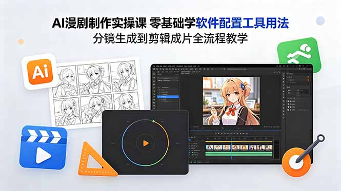 AI漫剧制作实操课 零基础学软件配置工具用法 分镜生成到剪辑成片全流程教学 AI漫剧制作实操课 零基础学软件配置工具用法 分镜生成到剪辑成片全流程教学