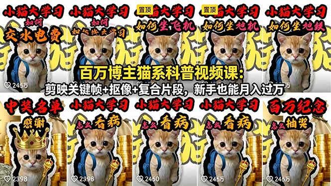 百万博主猫系科普视频课:剪映关键帧+抠像+复合片段,新手也能月入过万 百万博主猫系科普视频课:剪映关键帧+抠像+复合片段,新手也能月入过万