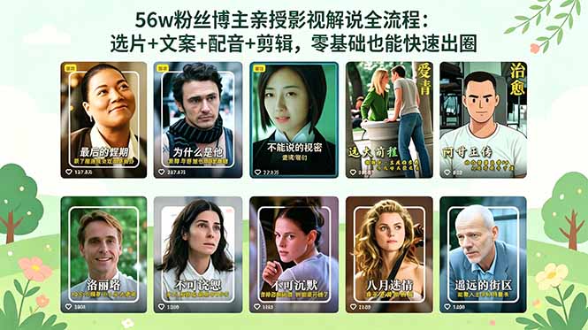 56万粉丝博主亲授影视解说全流程：选片+文案+配音+剪辑，零基础也能快速出圈 - 技研社-技研社