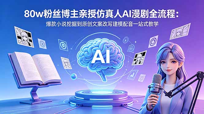 80w粉丝博主亲授仿真人AI漫剧全流程:爆款小说挖掘到原创文案改写建模配音一站式教学 80w粉丝博主亲授仿真人AI漫剧全流程:爆款小说挖掘到原创文案改写建模配音一站式教学