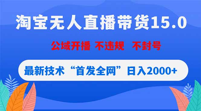 淘宝无人直播带货15.0，不封号，不违规，公域玩法，首发全网日入2000+ - 技研社-技研社