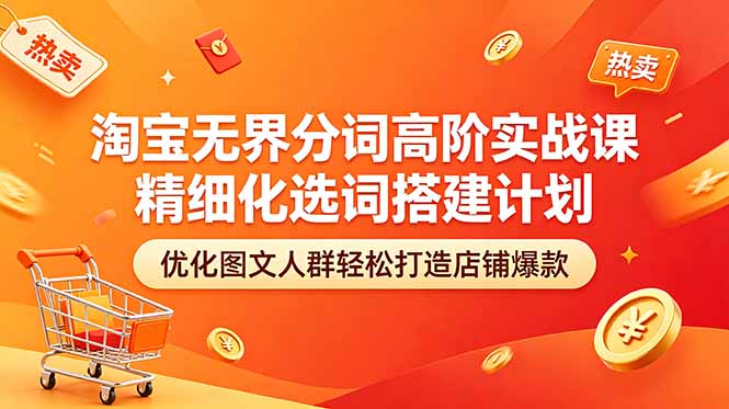 淘宝无界分词高阶实战课 精细化选词搭建计划 优化图文人群轻松打造店铺爆款 淘宝无界分词高阶实战课 精细化选词搭建计划 优化图文人群轻松打造店铺爆款