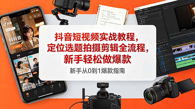 抖音短视频实战教程,定位选题拍摄剪辑全流程,新手轻松做爆款 抖音短视频实战教程,定位选题拍摄剪辑全流程,新手轻松做爆款