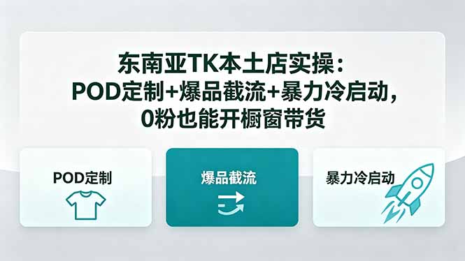 东南亚TK本土店实操-5月更新:POD定制+爆品截流+暴力冷启动,0粉也能开橱窗带货 东南亚TK本土店实操-5月更新:POD定制+爆品截流+暴力冷启动,0粉也能开橱窗带货