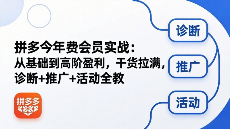 拼多多年费会员实战(更新26年5月15)：从基础到高阶盈利，干货拉满，诊断+推广+活动全教 - 技研社-技研社