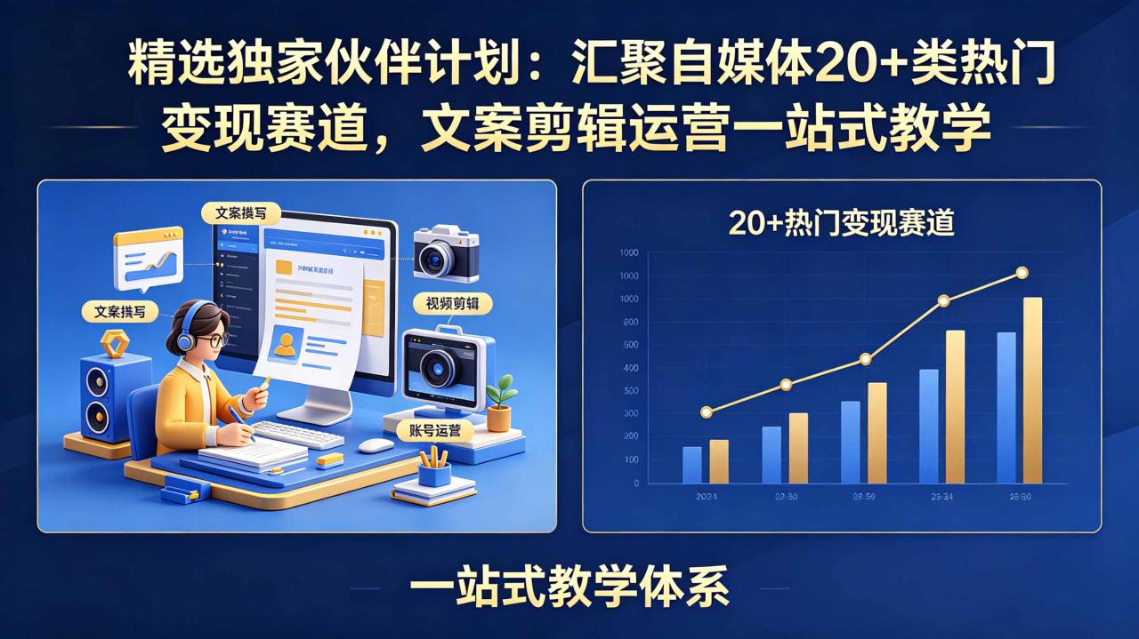精选独家伙伴计划:汇聚自媒体20+类热门变现赛道,文案剪辑运营一站式教学 精选独家伙伴计划:汇聚自媒体20+类热门变现赛道,文案剪辑运营一站式教学