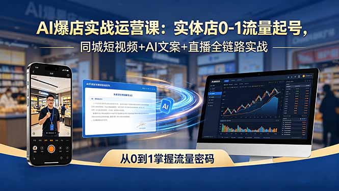 AI爆店实战运营课:实体店0-1流量起号,同城短视频+AI文案+直播全链路实战 AI爆店实战运营课:实体店0-1流量起号,同城短视频+AI文案+直播全链路实战