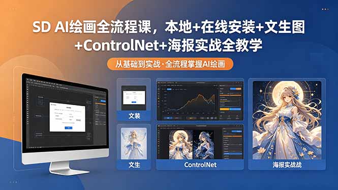 SD AI绘画全流程课，本地+在线安装+文生图+ControlNet+海报实战全教学 - 技研社-技研社