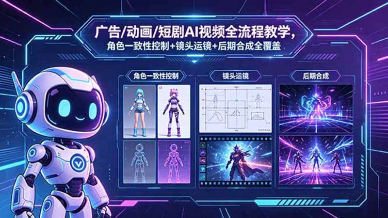 广告/动画/短剧AI视频全流程教学，角色一致性控制+镜头运镜+后期合成全覆盖 - 技研社-技研社
