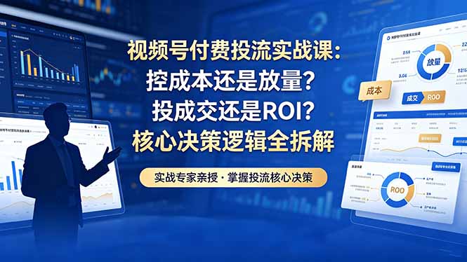 视频号付费投流实战课-5月:控成本还是放量?投成交还是ROI?核心决策逻辑全拆解 视频号付费投流实战课-5月:控成本还是放量?投成交还是ROI?核心决策逻辑全拆解