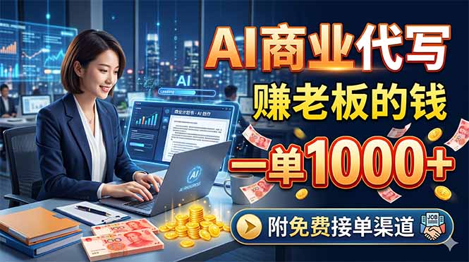 AI商业代写,赚老板的钱,一单1000+,附免费接单渠道 AI商业代写,赚老板的钱,一单1000+,附免费接单渠道
