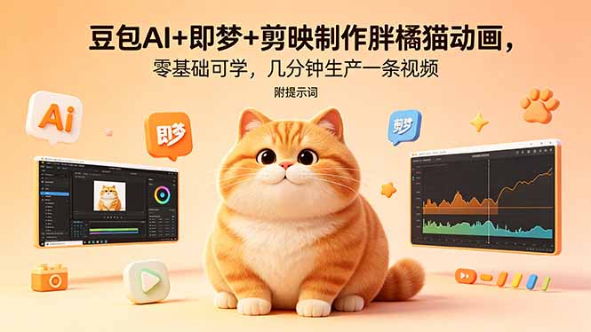 豆包AI+即梦+剪映制作胖橘猫动画,零基础可学,几分钟生产一条视频,附提示词 - 技研社-技研社