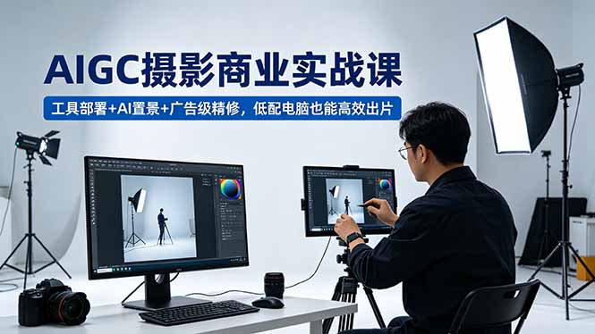 AIGC 摄影商业实战课,工具部署+AI置景+广告级精修,低配电脑也能高效出片 AIGC 摄影商业实战课,工具部署+AI置景+广告级精修,低配电脑也能高效出片