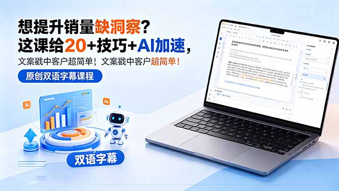 想提升销量缺洞察?这课给 20 + 技巧 + AI 加速,文案戳中客户超简单!【原创双语字幕】 想提升销量缺洞察?这课给 20 + 技巧 + AI 加速,文案戳中客户超简单!【原创双语字幕】