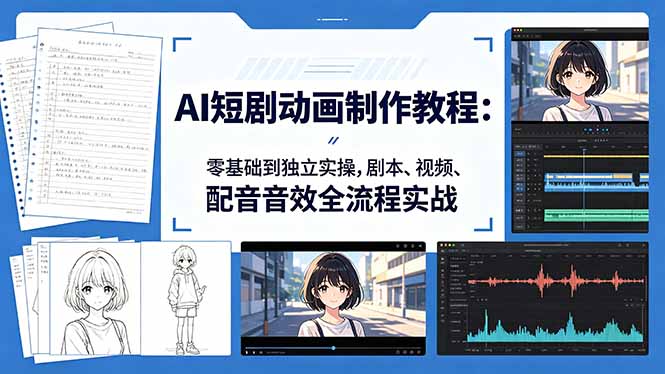 AI短剧动画制作教程:零基础到独立实操,剧本、视频、配音音效全流程实战 AI短剧动画制作教程:零基础到独立实操,剧本、视频、配音音效全流程实战