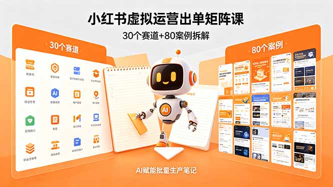 小红书虚拟运营出单矩阵课：30个赛道+80案例拆解，AI赋能批量生产笔记 - 技研社-技研社