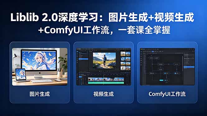 Liblib 2.0深度学习:图片生成+视频生成+ComfyUI工作流,一套课全掌握 Liblib 2.0深度学习:图片生成+视频生成+ComfyUI工作流,一套课全掌握