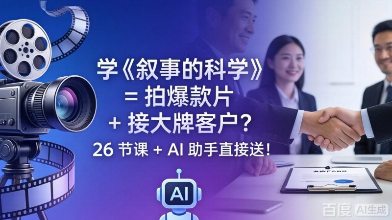 学《叙事的科学》= 拍爆款片 + 接大牌客户?26 节课 + AI 助手直接送! - 技研社-技研社