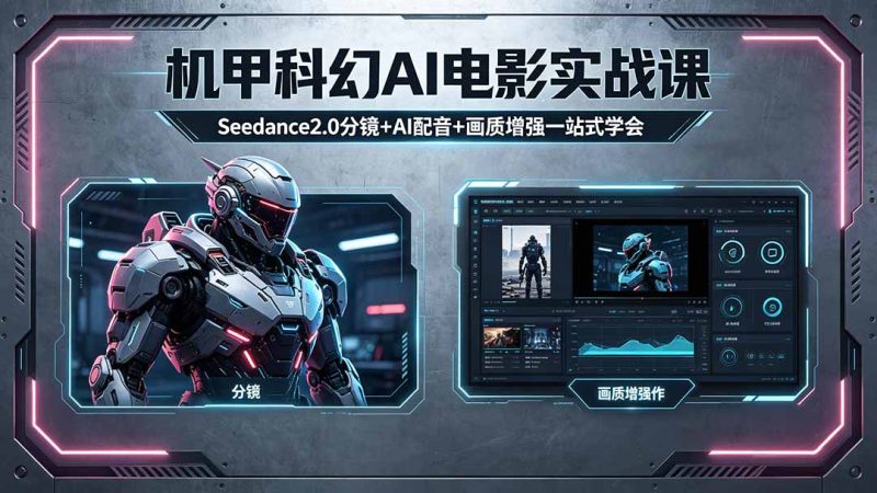 机甲科幻 AI 电影实战课,Seedance2.0 分镜 + AI 配音 + 画质增强一站式学会 - 技研社-技研社