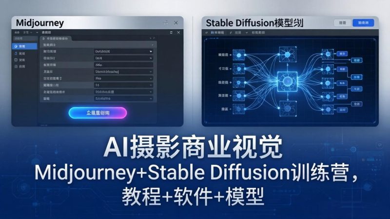 AI摄影商业视觉Midjourney+Stable Diffusion训练营，教程+软件+模型 - 技研社-技研社