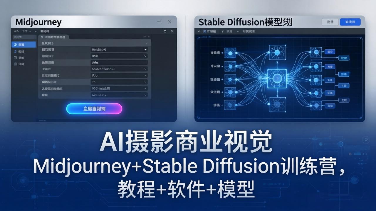 图片[1]-AI摄影商业视觉Midjourney+Stable Diffusion训练营，教程+软件+模型-阿兴说钱