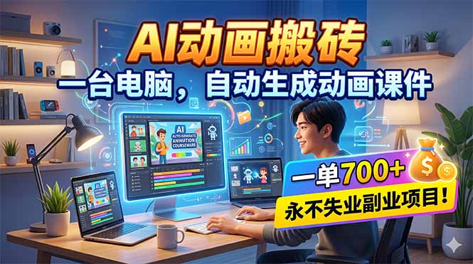AI动画搬砖，一台电脑，自动生成动画课件，一单800+ 永不失业副业项目！ - 技研社-技研社