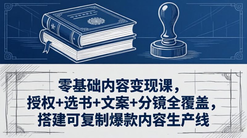 零基础内容变现课,授权+选书+文案+分镜全覆盖,搭建可复制爆款内容生产线 - 技研社-技研社