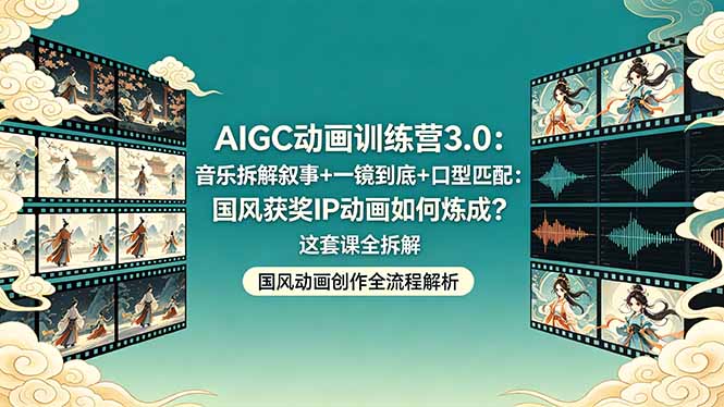 AIGC动画训练营3.0：音乐拆解叙事+一镜到底+口型匹配：国风获奖IP动画如何炼成？这套课全拆解 - 技研社-技研社