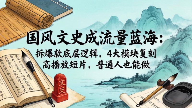 国风文史成流量蓝海:拆爆款底层逻辑,4大模块复刻高播放短片,普通人也能做 - 技研社-技研社