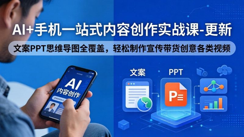 AI+手机一站式内容创作实战课-更新,文案PPT思维导图全覆盖,轻松制作宣传带货创意各类视频 - 技研社-技研社