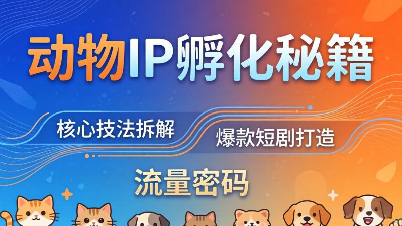 动物IP孵化全套秘籍,三大核心技法拆解,打造爆款萌宠短剧,轻松拿捏赛道流量密码 - 技研社-技研社