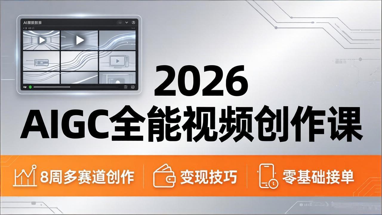 2026AIGC全能视频创作课,8周吃透多赛道创作+变现,零基础也能高效出片接单 2026AIGC全能视频创作课,8周吃透多赛道创作+变现,零基础也能高效出片接单