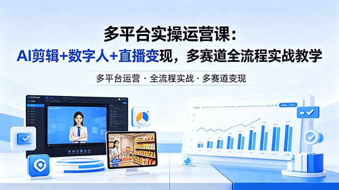 某团队多平台实操运营课-更新26年4月25:AI剪辑+数字人+直播变现,多赛道全流程实战教学 某团队多平台实操运营课-更新26年4月25:AI剪辑+数字人+直播变现,多赛道全流程实战教学