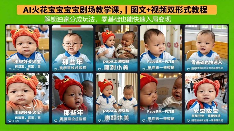 AI火花宝宝宝宝剧场教学课，图文+视频双形式教程，解锁独家分成玩法，零基础也能快速入局变现 - 技研社-技研社